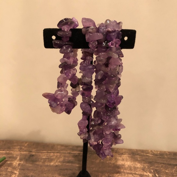 Jewelry - 2/1 Tumbled Amethyst Necklace and Bracelet